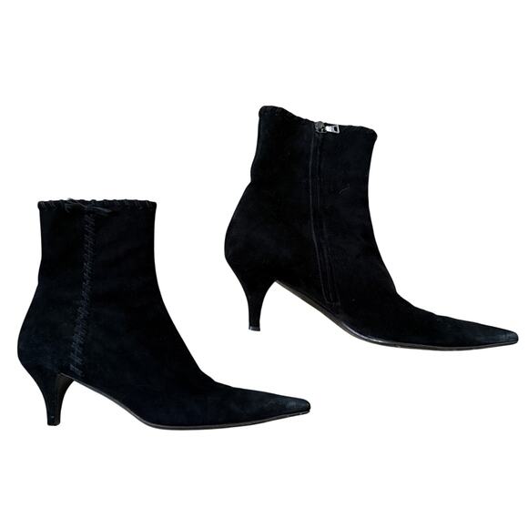 Prada Black Suede Kitten Heel Ankle Boots – Size 40.5 - Picture 2 of 10